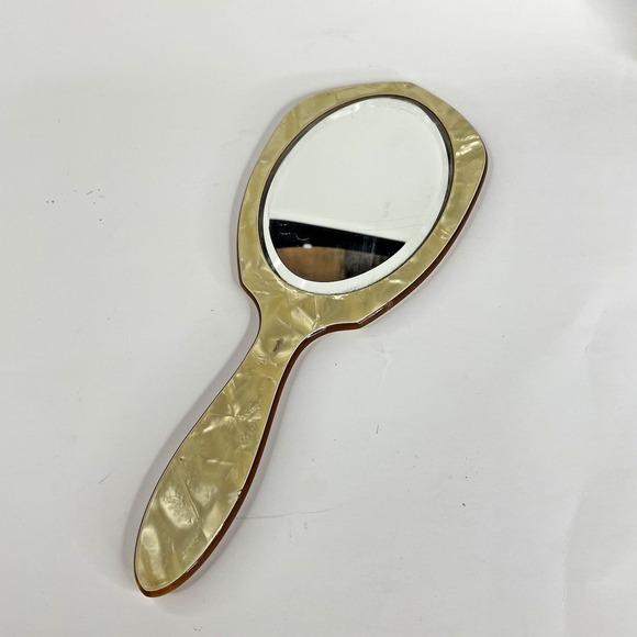 Vtg Keystone Art Deco Vanity Plastic Celluloid Dresser Hand Mirror Pearlized - Picture 5 of 9